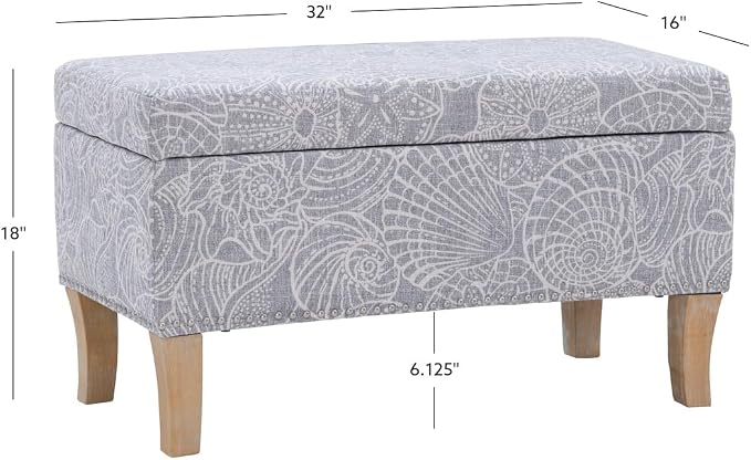 Linon Stone Upholstered Storage Stephanie Ottoman