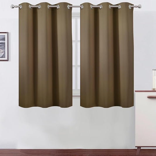 LEMOMO Brown Blackout Curtains 42 x 54 Inch Length Set of 2 Panels Grommet Bedroom Curtains for Living Room