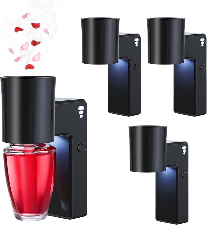 ROSSEX 4 Pcs Wall Fragrance Plug in with Night Light Compatible with Bath and Body Works Wallflowers, with 3-Speed Adjustable Fragrance Essential Oil Diffuser for Home, Black