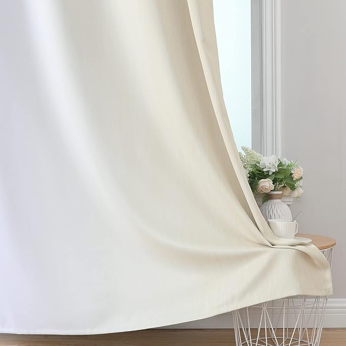 Estelar Textiler Beige and Grayish White Blackout Curtains & Drapes for Bedroom, Thermal Insulated Ombre Blackout Drapes, Full Room Darkening Energy Saving Curtains for Living Room, 52Wx54L, 2 Panels