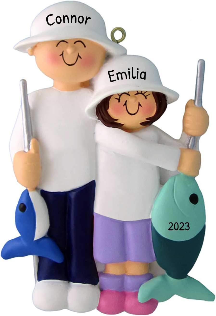 Personalized Family Christmas Ornament - Custom Father & Daughter Fishing Ornament for Christmas Tree