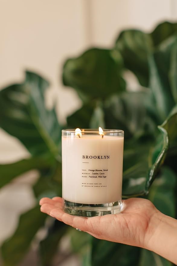 Brooklyn Candle Studio Brooklyn Classic 2 Wick Candle - Luxury Scented Candle, Vegan Soy Wax, Hand Poured in The USA, 70 Hour Slow Burn Time - 13oz