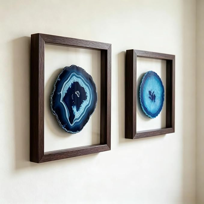 Natural Agate Coaster for Drinks Geode Stone Coasters Teal Irregular 4Pcs Dyed Agate Sliced Cup Mat 3-4'' DIY Decorative Paintings Ornaments Housewarming Gift