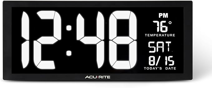 AcuRite 75159M 14.5" Large White LED Digital Clock Inch, White