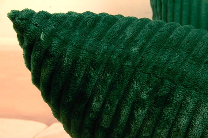 TangDepot Velvet Big Corduroy Pillow Covers 12x20 Deep Green 2-Pack | Soft wide-stripe corduroy pillow cover, hidden zipper, machine washable, easy refresh, for bedroom living room indoor outdoor