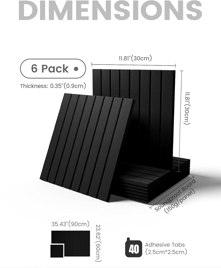 Fluxynara Large Felt Bulletin Board 36" x 24" Cork Board Alternative-6 Pack with 40 Safe Removable Adhesive Tabs, Cork Boards for Walls Cork Board for Home Office Classroom Pin Board (Black)