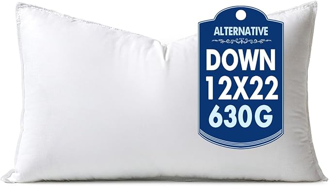 MIULEE 12x22 Synthetic Down Alternative Pillow Insert Decorative Throw Pillow 12 x 22 Inch Body Bed Sleeping Ultra Soft Fluffy Form for Sofa Couch Bed