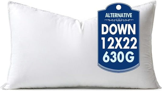 MIULEE 12x22 Synthetic Down Alternative Pillow Insert Decorative Throw Pillow 12 x 22 Inch Body Bed Sleeping Ultra Soft Fluffy Form for Sofa Couch Bed