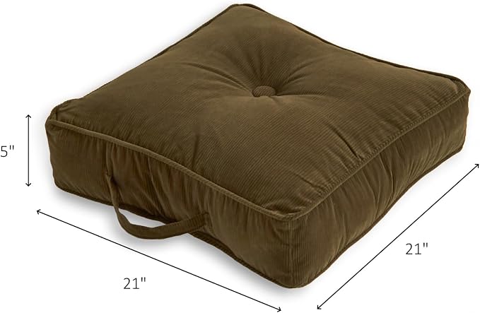 Greendale Home Fashions Omaha Corduroy 21" Square Floor Pillow with Carry Handle, Juniper
