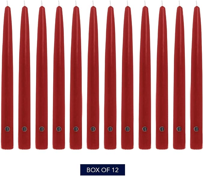 Colonial Candle Unscented Taper Candle, Handipt Collection, Red, 6 in, Pack of 12 - Up to 4 Hours Burn