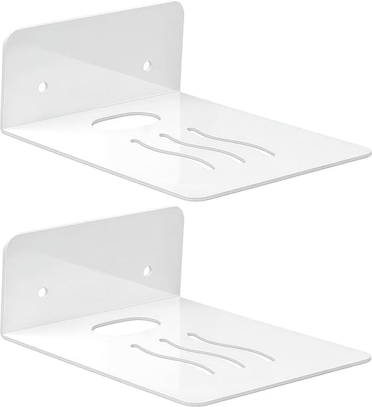 Steel Floating Shelves for Wall,Small Wall Shelf，Suitable for Bedroom, Living Room, Bathroom, Kitchen, Office (White, 2Pack 4.72x6.1 in)