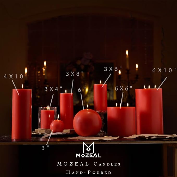 MOZEAL Hand-Poured, 6 Inch Living Coral Large Round Ball Candles - Elegant Living Coral Round Pillar Candles, Dripless, Unscented, Smokeless, Ideal for Summer Parties.