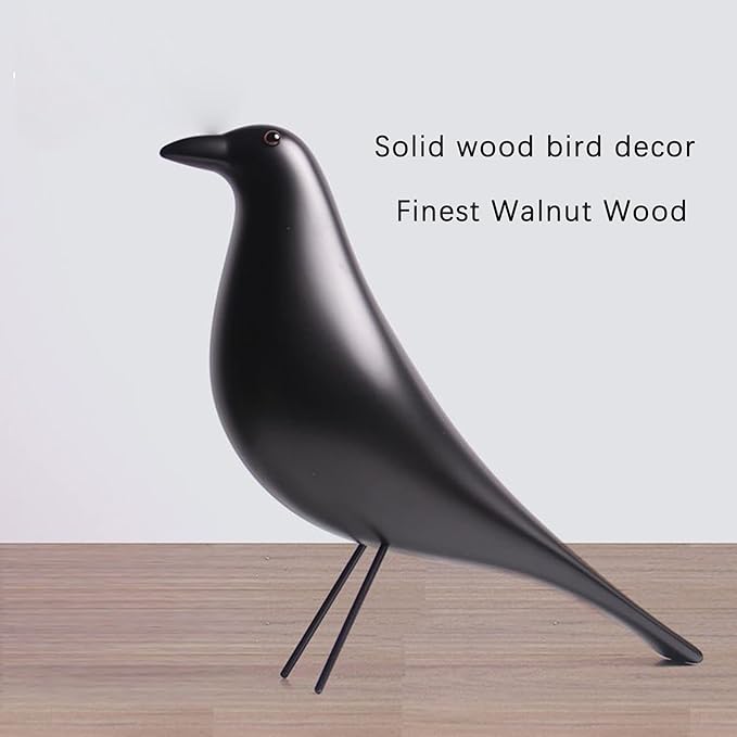 Modern Home Decor Birds Figurine - Mid Century Walnut Wood Home Office Decor Art Pigeon Gifts (Black Wood)…