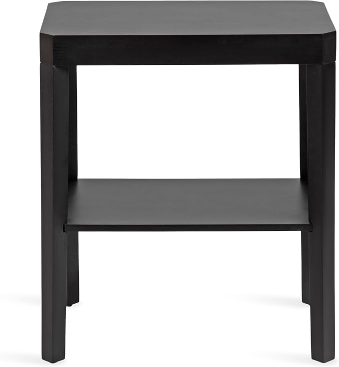 Kate and Laurel Talcott Modern Rectangle Wood Side Table; 22 x 14 x 26; Black; Transitional Decorative Two-Tier End Table for Use as a Bedroom Nightstand or Living Room Accent