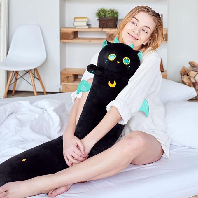 Mewaii Long Cat Plush, 5 Sizes, 120% Extra Filling Giant Plushness Kids Body Pillow, Kawaii Cute Big Eyes Stuffed Animal Plushie, Big Long Body Pillow Gift for Girls 36'