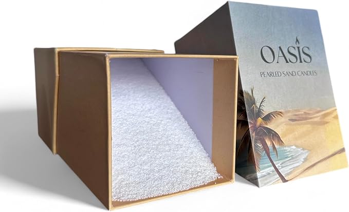 Oasis Pearled Sand Candle - 18oz Sand Wax, Refillable, Scented & Unscented Luxury Candle with 30 Wicks, Up to 120 Hours Burn Time (Sandalwood Vanilla)