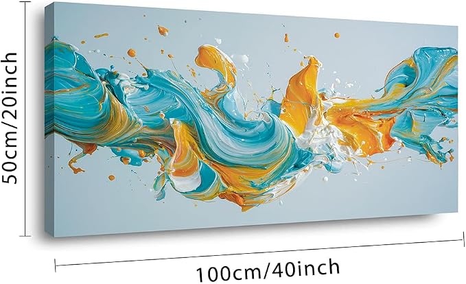 Ggaafet Blue Abstract Wall Art for Bedroom Canvas Painting Prints Pigment Liquid Art Deco Modern Artwork Office Family Room Decor