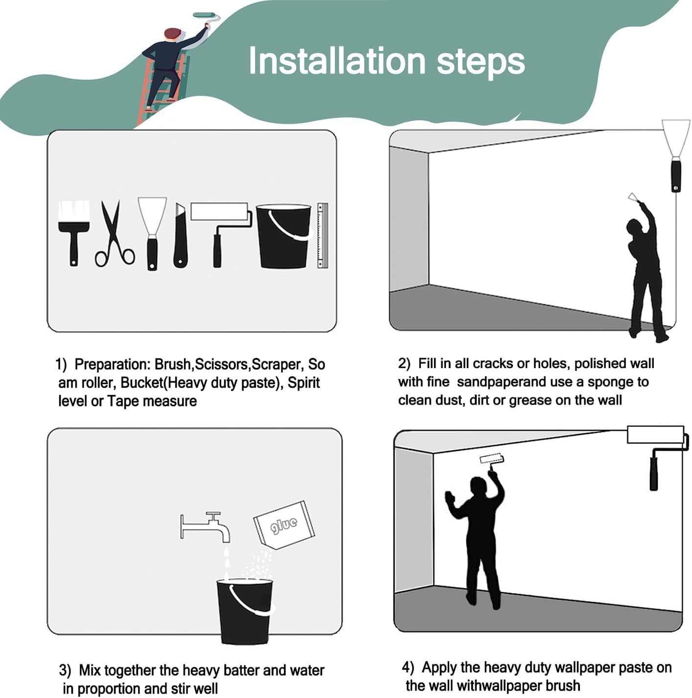 -Hand-Painted Wood Bedroom Wallpaper XT21 M 140" x 91"