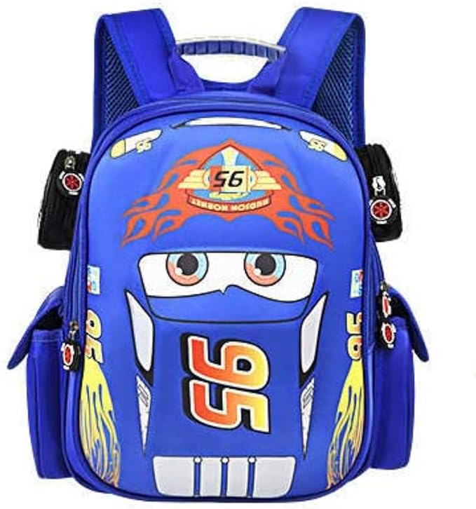 Kid Toddler Boys Girls Backpack Waterproof Cartoon Truck Car Child Snack School Bag Kindergarten Backpack (Blue)
