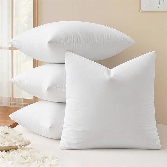 MIULEE Pack of 4 18x18 Pillow Inserts, Premium Feather and Down Decorative Throw Pillows, Fluffy and Choppable, Cotton Fabric for Sofa Bed Couch