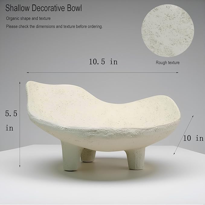 Braxio White Decorative Bowl with Sand Finish - Key Holder Bowl for Entryway Table, Modern Fruit Bowl for Kitchen Counter, Centerpiece Catch-All Bowl 10.5 x 10 x 5.5 Inch