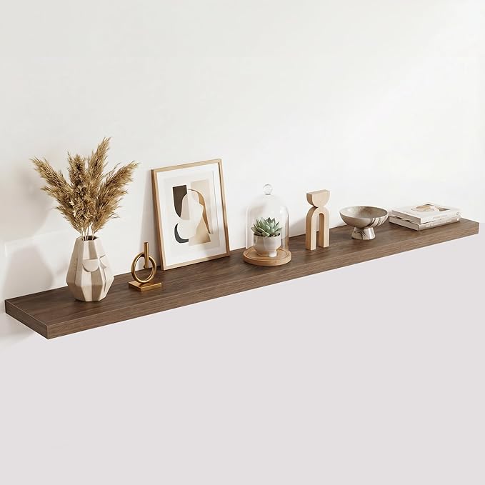 Acovy 10" Extra Deep Floating Shelves for Wall, 72" Long Wood Wall Shelves Set of 1 for Bathroom Bedroom Kitchen Living Room Laundry Room, Modern Floating Shelf for Home Decor