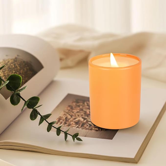 SHOWIN Thick Candle Jars for Making Candles 12 Pcs, 7 OZ Empty Jars with Wood Lids for Candle Making, Sample Container, Fall