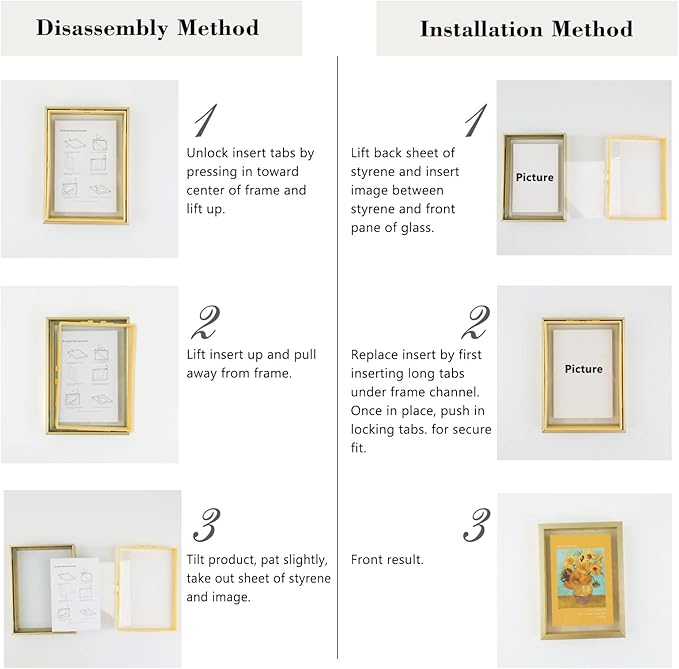 Golden State Art, 7 Pack Floating Frames for One 11x14, Two 8x10, and Four 5x7 Pictures. Aluminum Photos Frame for Wall Display (Bronze)