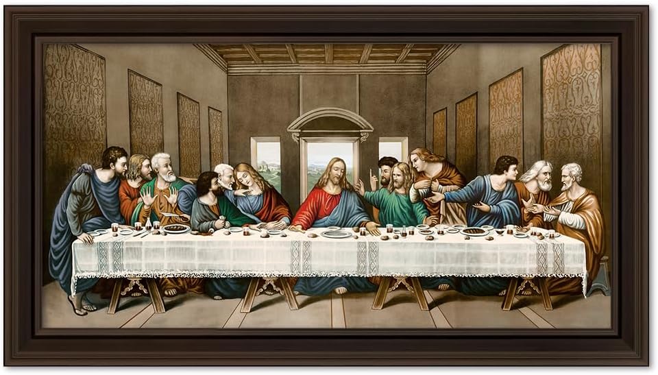 DECORARTS - The Last Supper by Leonardo Da Vinci Giclee Reproduction, Giclee Print on Acid-Free Cotton Canvas with Matching Deep Brown Solid Wood Frame