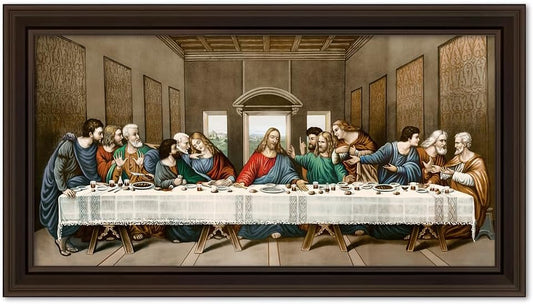 DECORARTS - The Last Supper by Leonardo Da Vinci Giclee Reproduction, Giclee Print on Acid-Free Cotton Canvas with Matching Deep Brown Solid Wood Frame