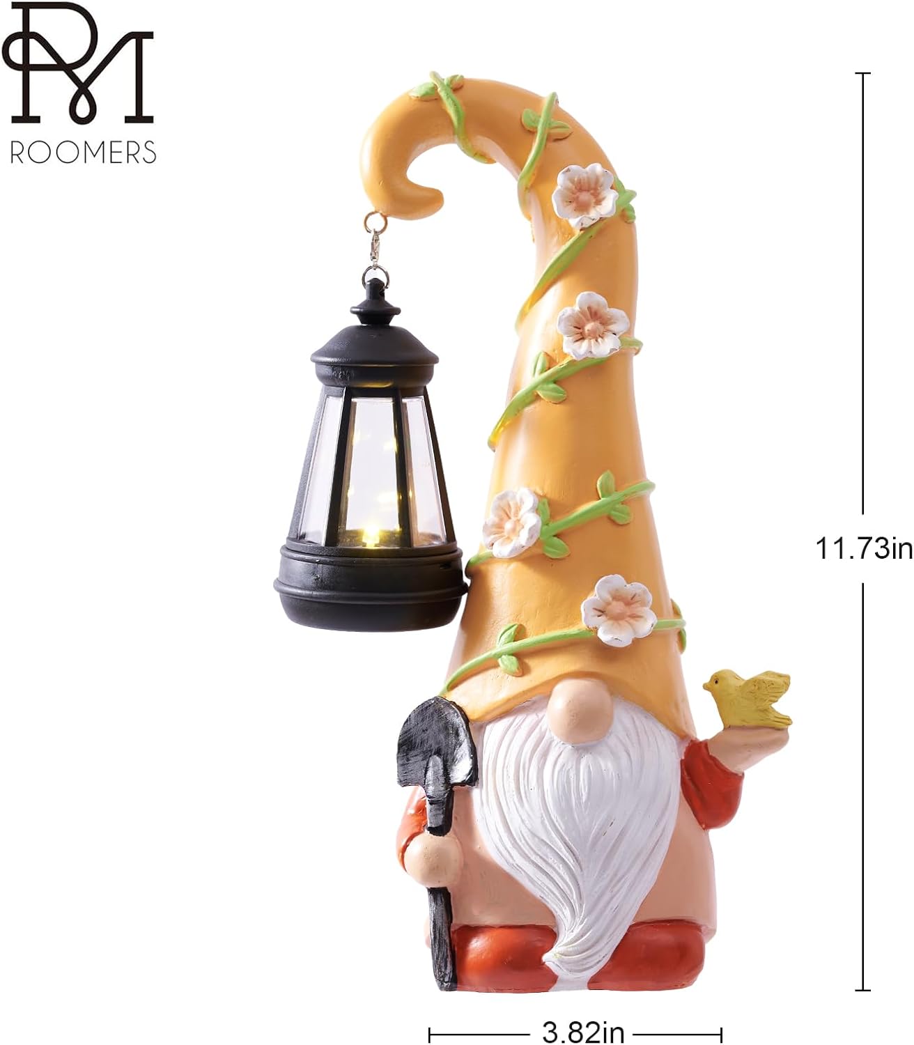 RM ROOMERS Solar Gnome Statue Light Garden Lantern Solar Gnome Outdoor Figurine Light for Yard Decorations Solar Light Resin Gnomes for Patio Decor Garden Housewarming Birthday Gifts for Women