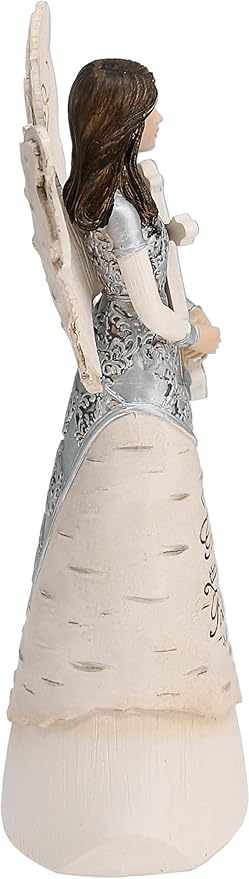 Pavilion - Elements Faith Angel Figurine - 6-1/2-Inch, Holding Cross, Inscription with God All Things are Possible