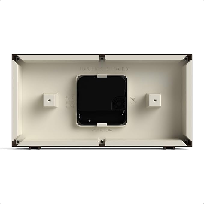 JONES CLOCKS® 'Odeon' Desk Clock | Modern Rectangular Design in Brown, Stylish Retro Look for Shelf, Table, Mantel or Bedside