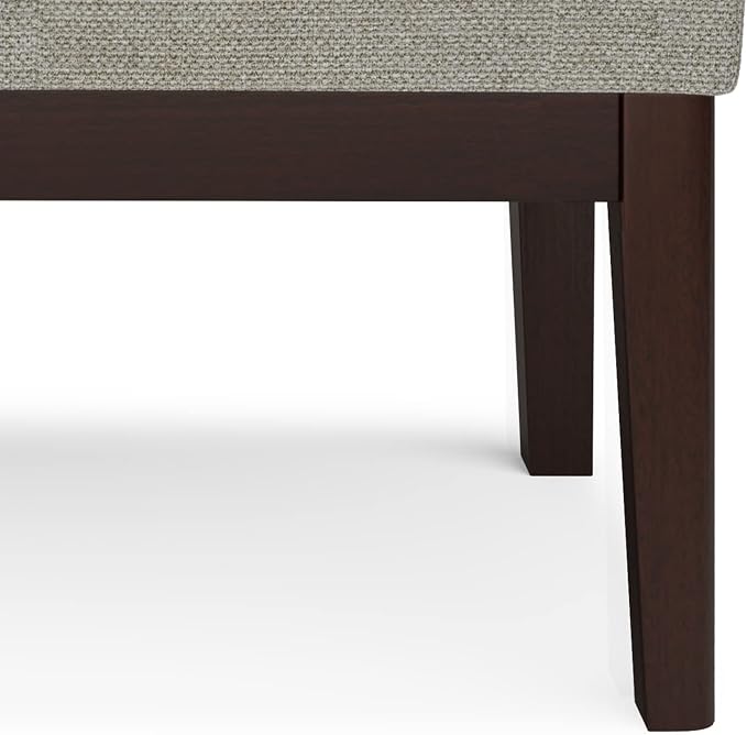 SIMPLIHOME Carlson Small Ottoman Bench - 27 inch Wide Upholstered Woven Fabric Rectangle Ottoman in Greige, Mid Century Modern Bench for Bedroom, Entryway or Living Room with Padded Seat