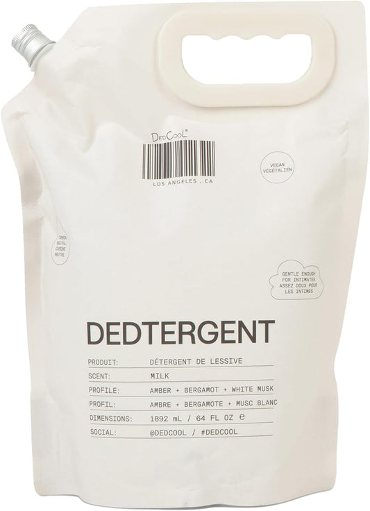 DedCool Liquid Laundry Dedtergent (Milk Refill 64 fl oz) Luxurious Fragrance, Scented, Removes Stains, Ideal for 60 Washes, Infused with Essential Oils, Vegan, Non-Toxic, Cruelty & Dye Free