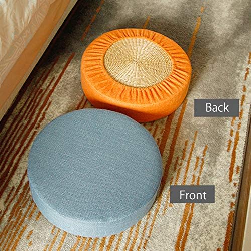 Round Floor Pillow Cover Tatami Floor Cushion Cover Straw Japanese Futon Cover Meditation Seating Ottoman Throw Protector for Living Room Indoor Outdoor Peacock Blue,23.62 inches
