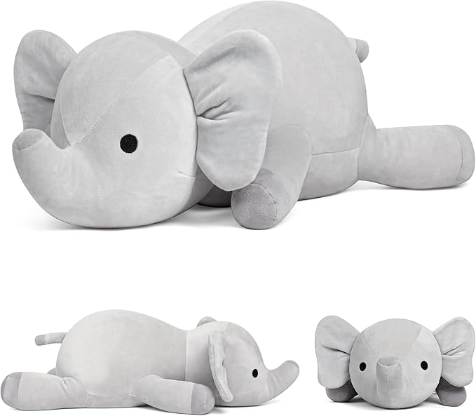 Elephant Weighted Stuffed Animals 24in 4.2lbs, Big Weighted Stuffed Animal Elephant Plush Toys Plushies Pillows Gifts for Kids, Adutls, Boys and Girls