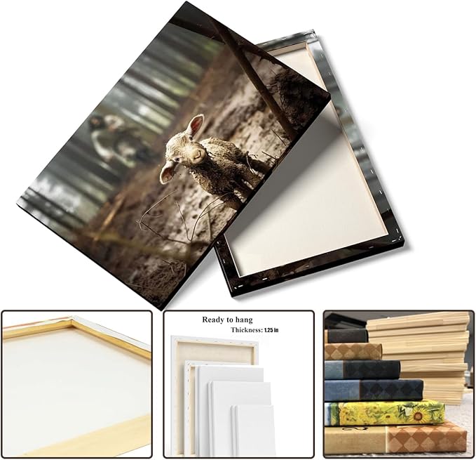 Jesus and Lamb Canvas Wall Art Jesus Running After Lost Lamb Picture Wall Art Canvas Print Christian Home Decor 30x24 inch (Landscape)