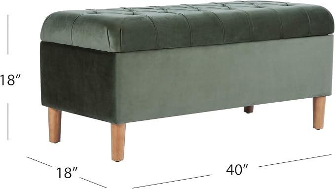 HomePop 40" Ainsley Button Tufted Storage Bench - Loden Green Velvet