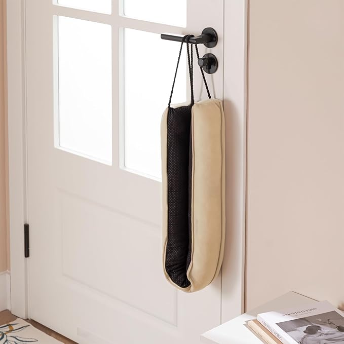 Sunolga 2 Packs 36 Inches 2.2LB Weighted Door Draft Stopper Filled with Glass Beads & Cotton, Removable Machine Washable Sound Proof Under Door Draft Blocker with Anti-Abrasion Bottom for Door, Beige