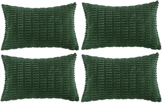 Fancy Homi 4 Packs Decorative Throw Pillow Covers for Living Room Couch Bed, Modern Farmhouse Boho Home Décor Accent Cushion Case, 24" x 16" (Pack of 4), Dark Green