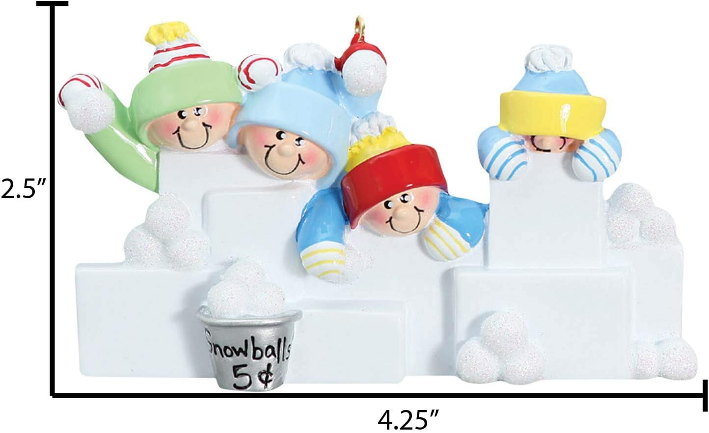3D Snowball Fight Family of 4 Ornament 2025 Personalized Family Christmas Ornaments 2025 | Snowman Winter Holiday Personalized Tree Ornaments for Grandchildren, Siblings & Grandkids of Four Ornament