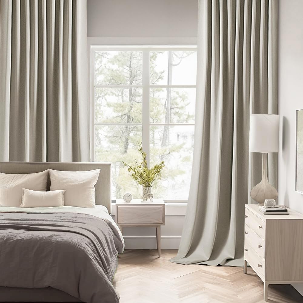 MIULEE Stone Back Tab Blackout Curtains 102 Inch Long 2 Panels Set for Bedroom, Rod Pocket/Pinch Pleated Thermal Insulated Living Room Darkening Light Blocking Floor to Ceiling Drapes