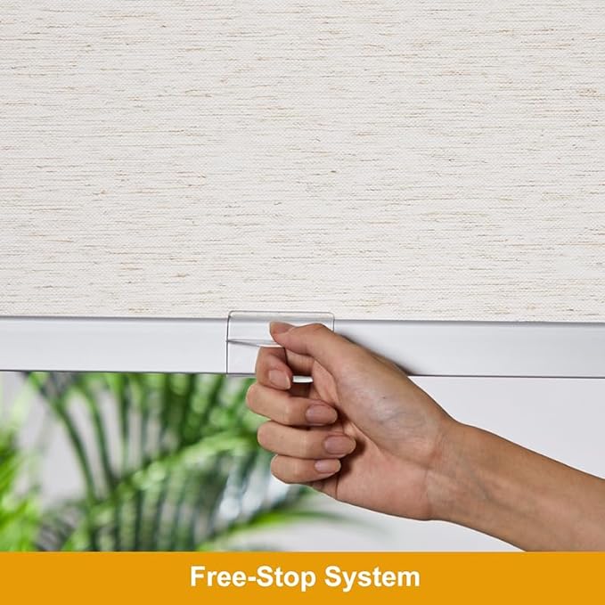 Persilux Roller Shades Light Filtering Window Shades Pull Down, Natural Woven Thermal Insulated Cordless Roller Blinds for Indoor Windows/Patio Easy to Install (Cream 16" W x 72" H)