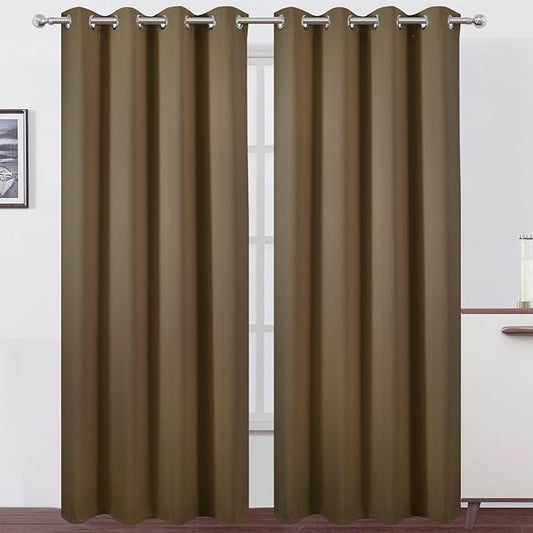 LEMOMO Blackout Curtains 52 x 108 inch/Brown Curtains Set of 2 Panels/Thermal Insulated Room Darkening Bedroom Curtains