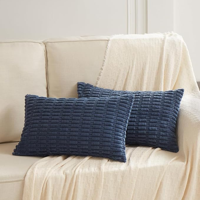 Fancy Homi 4 Packs Decorative Throw Pillow Covers for Living Room Couch Bed, Modern Farmhouse Boho Home Décor Accent Cushion Case, 24" x 12" (Pack of 4), Dusty Blue