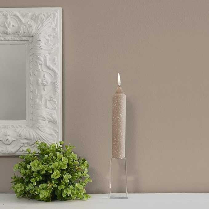 Root Candles 4-Count Unscented Dinner Candles Dripless Beeswax Enhanced Timberline™ Collenette Boxed Candle Set, 7-Inch, Taupe