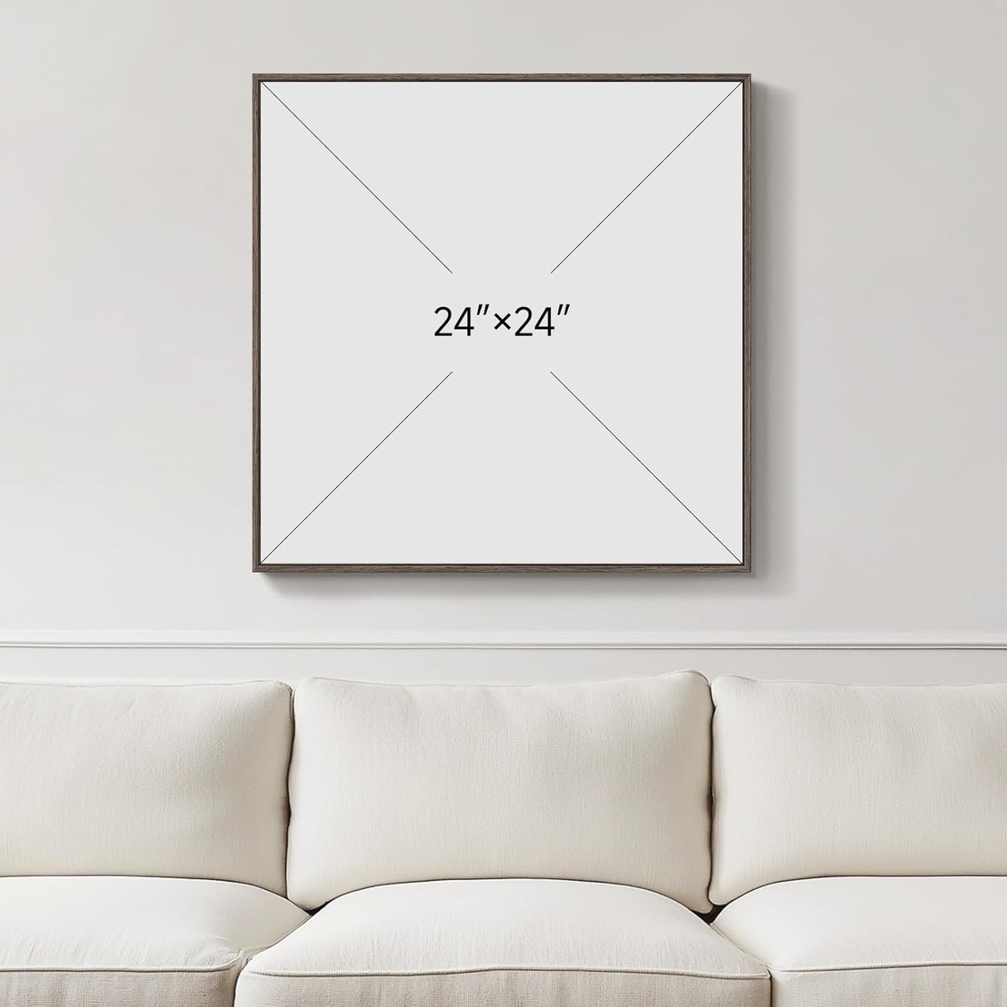 Framed Sage Green Abstract Wall Art, Modern Canvas Prints Artwork for Walls, Square Minimalist Green Abstract Pictures for Living Room, Hallway, Dining Room, Bedroom, Home Office Wall Decor 24x24 In