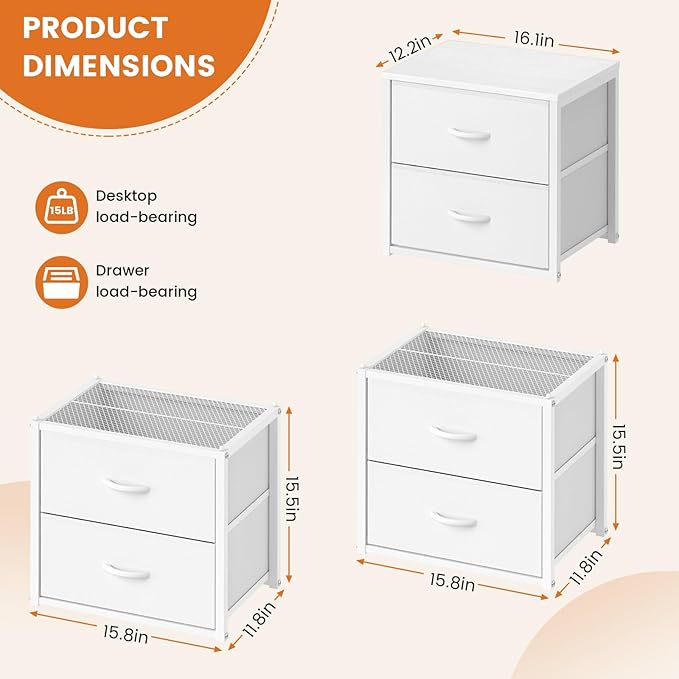 DAOUTIME 3-Pack Stackable Storage Drawers (6 Drawers Total), White Closet Organizer for Clothes, Stackable Drawer Dresser for Closet, Stackable Drawers for Bedroom, Living Room, Pantry, Under Bed
