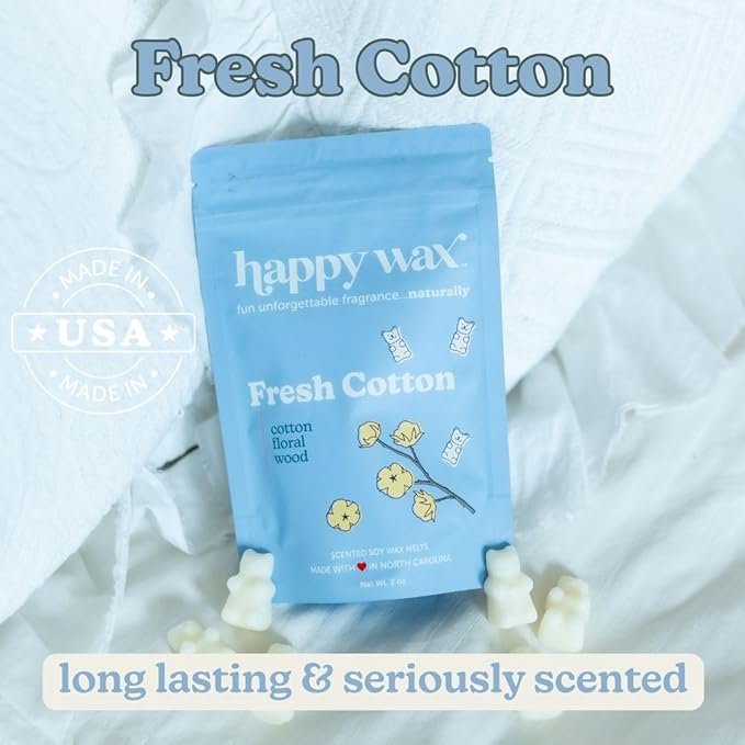 Happy Wax Clean Laundry Mix Premium Scented Natural, Non Toxic Soy Wax Melts – 6 Total Oz. of Scented Wax Melts Includes: Fresh Cotton, French Linens and Sea Salt & Sage